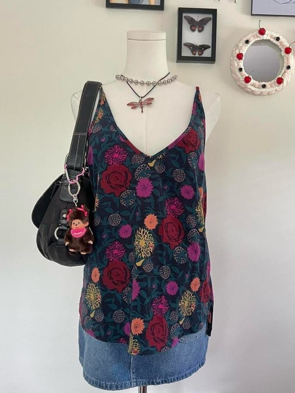 American Apparel Multicolor Floral V-Neck Camisole